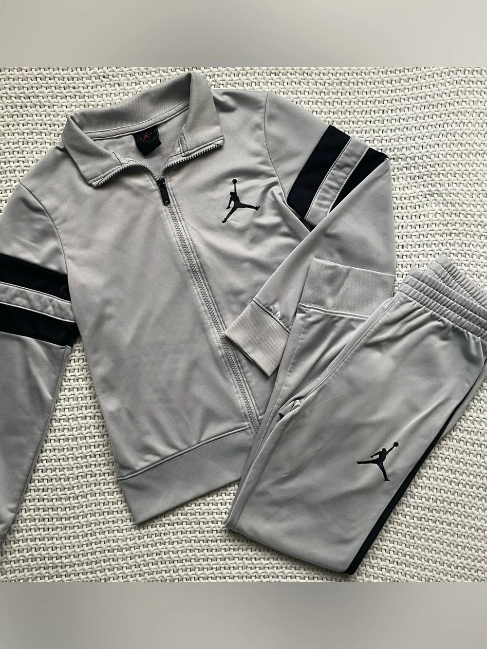 Jordan Light Gray with Black Stripes Performance Track Matching Set
